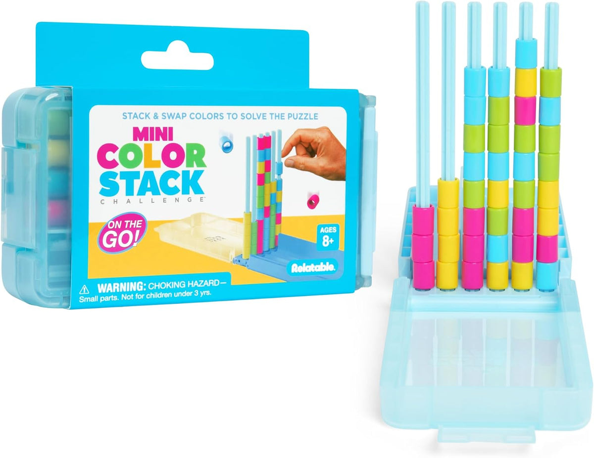 Color Stack Challenge, Color Matching Game | Fast Paced Games for Kids and Family Game Night, Includes 2 Racks, 50 Cards, 80 Rings