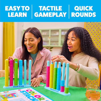Color Stack Challenge, Color Matching Game | Fast Paced Games for Kids and Family Game Night, Includes 2 Racks, 50 Cards, 80 Rings