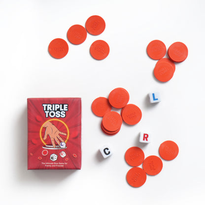 Triple Toss Dice Game – A Left Center Right Game with 3 Dice and 30 Red Chips