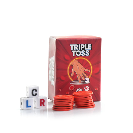 Triple Toss Dice Game – A Left Center Right Game with 3 Dice and 30 Red Chips