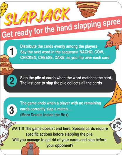 SLAPJACK Nacho Cow Chicken Cheese Cake Card Game