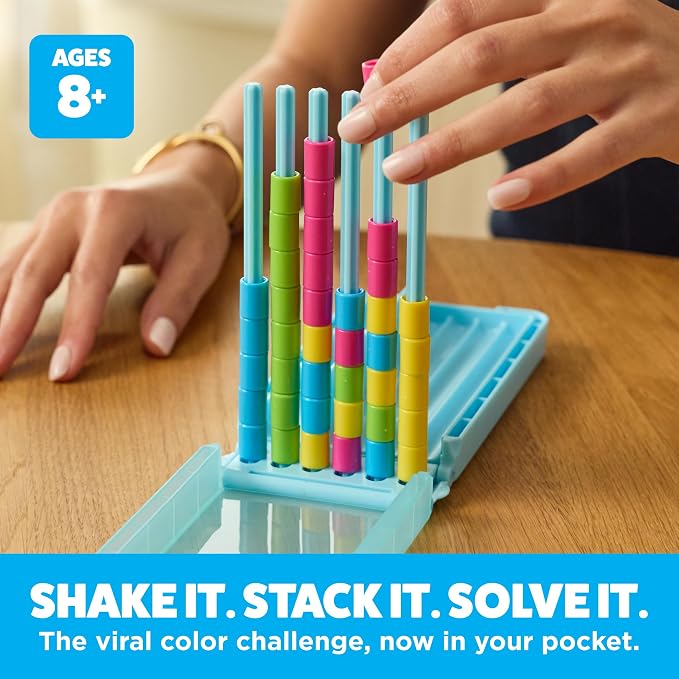Color Stack Challenge, Color Matching Game | Fast Paced Games for Kids and Family Game Night, Includes 2 Racks, 50 Cards, 80 Rings