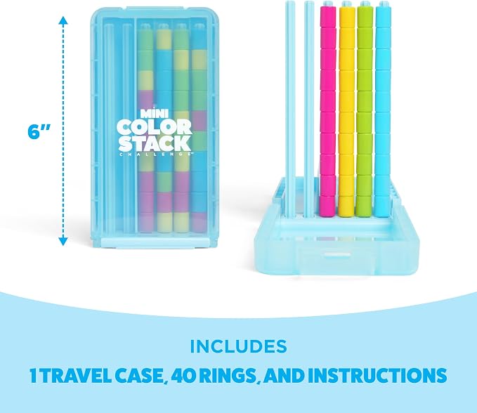 Color Stack Challenge, Color Matching Game | Fast Paced Games for Kids and Family Game Night, Includes 2 Racks, 50 Cards, 80 Rings